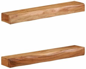 373631 vidaXL Стенни рафтове, 2 бр, 80x17x8 см, акациево дърво масив