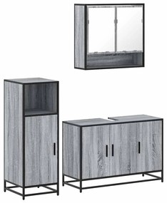 3300983 vidaXL Комплект мебели за баня от 3 части сив сонома инженерно дърво