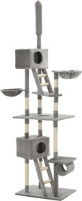 170522 vidaXL Котешко дърво със сизалени стълбове, 230-260 см, сиво