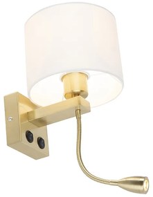 Стенна лампа в стил арт деко златиста с бял абажур - Brescia
