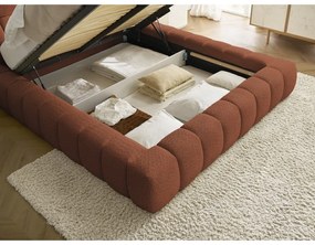 Оранжево двойно тапицирано легло с място за съхранение с включена подматрачна рамка 180x200 cm Mont Blanc – Bobochic Paris