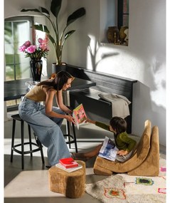 Кафяв детски пуф от рипсено кадифе Cloud – Wigiwama