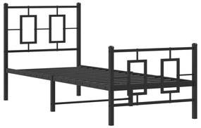 374249 vidaXL Метална рамка за легло с горна и долна табла, черна, 75x190 см