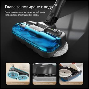 Вертикална прахосмукачка 2в1 Jimmy JV9 Pro Aqua, 500W, 21 kPa, 65 мин, 500 мл, 4 режима, Dual-Cyclonic, LED, Мокро/сухо, Сив/черен
