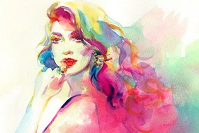 Картина на платно – Акварелен женски портрет