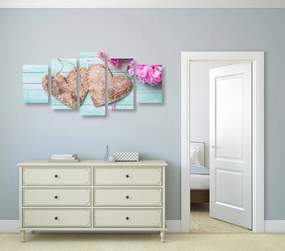 картини от 5 части – Божури и брезови сърца