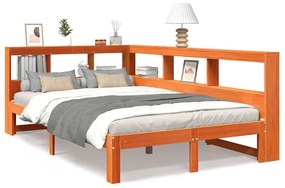 3324387 vidaXL Легло с етажерка за книги, без матрак, 120x200 см, бор масив