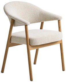 Кремави трапезни столове в комплект с подлакътници 2 бр. от масивен дъб Elk – Unique Furniture