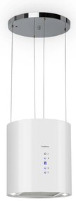 Klarstein Barett, островен абсорбатор, Ø 38 cm, рециркулация 522 m³/h, LED, филтър с активен въглен, бял