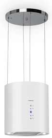 Klarstein Barett, островен абсорбатор, Ø 38 cm, рециркулация 560 m³/h, LED, филтър с активен въглен, бял