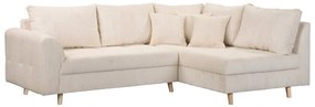 Кремав ъглов диван от велур (десен ъгъл) Ariella - Ropez