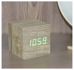 Светлокафяв будилник със зелен LED дисплей Cube Click Clock Wooden Cube Click - Gingko