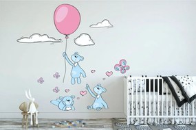 Закачлив синьо-розов стикер за стена Влюбени мишки 100 x 200 cm