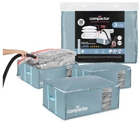 Вакуумни пластмасови кутии за съхранение на дрехи в комплект 3 бр. 65x45x27 cm Blue Edition – Compactor