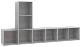 3079830 vidaXL Комплект ТВ шкафове от 3 части, бетонно сив, инженерно дърво