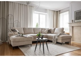 Бежов разтегателен ъглов диван от рипсено кадифе (десен ъгъл) Lofty Lilly – Miuform