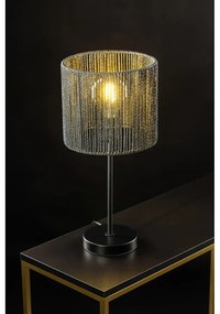 Черна настолна лампа с абажур от тъканa тръстика (височина 48 cm) Foresto – GTV