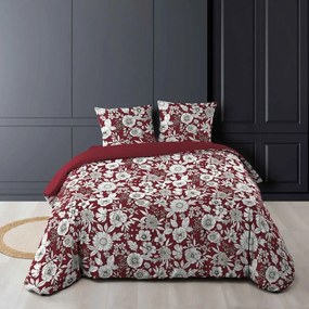 Удължено двойно памучно спално бельо в червен и бял цвят 240x220 cm Milady – douceur d'intérieur