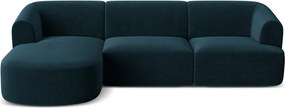 Кадифен ъглов диван в петролен цвят (ляв ъгъл) Campi – Cosmopolitan Design