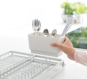 Разопакован: Сушилник за съдове Brabantia Sinkside 1000205, Тава за отцеждане с наклон, Поставка за прибори, Светлосив