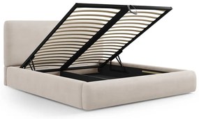 Бежово двойно тапицирано легло с място за съхранение с включена подматрачна рамка 180x200 cm Colonel – Cosmopolitan Design