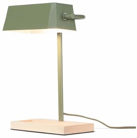 Сиво-зелена настолна лампа с елементи от ясенова дървесина Cambridge - it's about RoMi