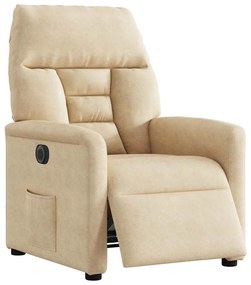 3303077 vidaXL Електрически реклайнер стол, кремав, микрофибърен текстил
