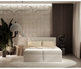 Бежово боксспринг легло с място за съхранение 160x200 cm Novento – Maison de Rêve