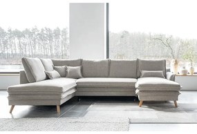 Бежов разтегателен ъглов диван (ляв ъгъл/"U" форма) Charming Charlie – Miuform