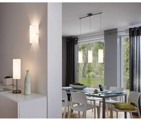 Бяло и сребристо висящо осветително тяло със стъклен абажур TROY 3 – EGLO