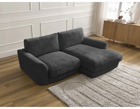 Черен шенилов ъглов диван (десен ъгъл) Leonore – Bobochic Paris