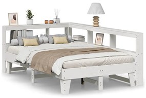 3324557 vidaXL Легло с етажерка за книги, без матрак, 120x190 см, бор масив