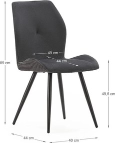 Черни велурени трапезни столове в комплект 2 бр. Adaya – Marckeric