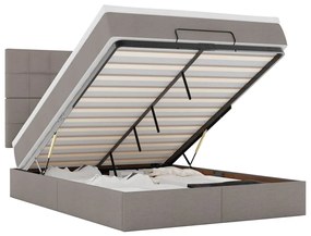 3314014 vidaXL Османска легло с матрак и LED, таупе, 140x200 см, плат