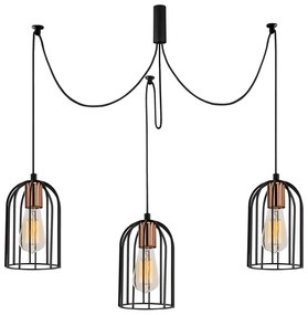 Черна висяща лампа за 3 крушки Pamukkale - Opviq lights