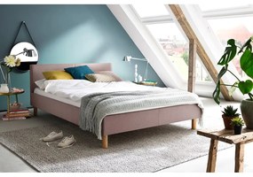 Розово единично легло 120x200 cm тапицирано без ламелно дъно Lena – Meise Möbel