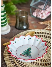 Червено-кремава керамична чиния за сервиране с коледен мотив ø 20 cm Naive – Bloomingville