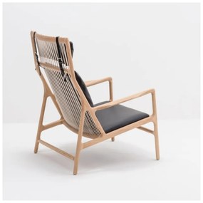 Фотьойл с масивна дъбова конструкция и седалка от черна биволска кожа Dedo - Gazzda