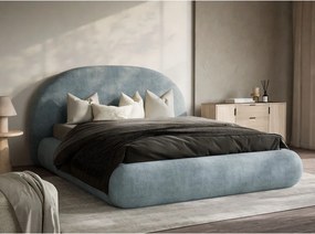 Светлосиньо двойно легло 180x200 cm тапицирано с място за съхранение с включена подматрачна рамка Maumere – Maison de Rêve