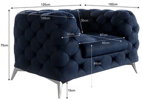 Тъмносиньо кадифено кресло Chelsea – Ropez