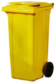 Пластмасова кофа за отпадъци на колела 120 литра, жълт