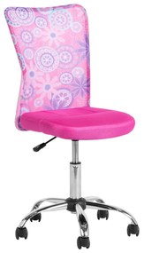 Детски стол Carmen 7022-1 LUX, До 70 кг, Мрежа, Хромирана основа, Розов/хром
