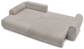 Светлосиво-бежов разтегателен ъглов диван от рипсено кадифе (ляв ъгъл) Lucien – Bobochic Paris