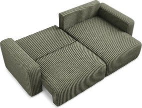 Зелен сгъваем/с място за съхранение ъглов диван от рипсено кадифе (десен ъгъл) Kona – Makamii