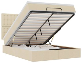 3314181 vidaXL Османска легло с матрак и LED, кремаво, 140x200 см, плат