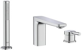 Стоящ смесител за вана-душ, A5A986DC00, Roca, с централен чучур, превключвател и душ слушалка, хром