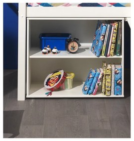 Бяло повдигнато детско легло от масивен бор с място за съхранение 90x200 cm PINO – Vipack