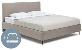 Сиво тапицирано двойно легло с матрак с решетка 180x200 cm Noira Slim - Bonami Selection