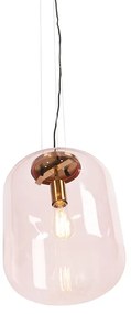 Висяща лампа в стил арт деко месинг с розово стъкло - Bliss