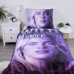 Лилаво единично памучно детско спално бельо 200x140 cm Billie Eilish – Jerry Fabrics